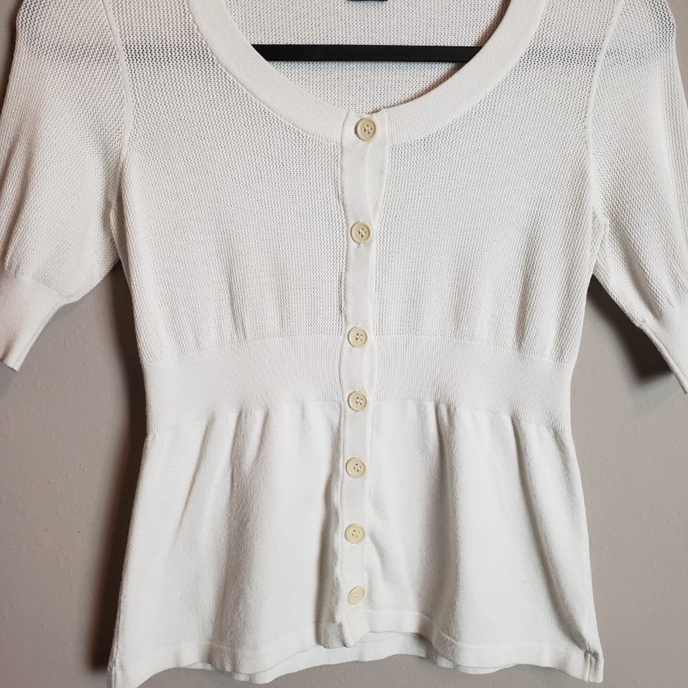 Theory Holli Shock Ivory Button Down Blouse Top Medium - Picture 3 of 7